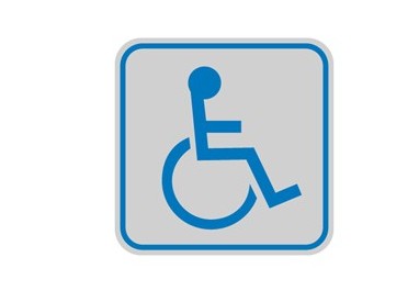 TARGHETTA ADESIVA 82x82mm con PITTOGRAMMA TOILETTE DISABILI