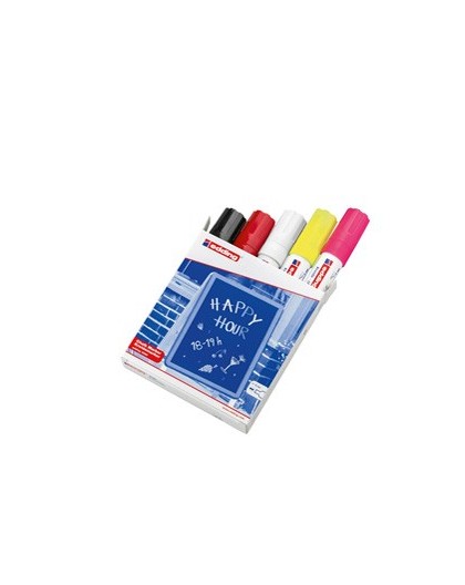 Astuccio 5 marcatori EDDING 4090 punta scalpello gesso liquido colori fluo/std