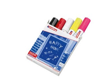 Astuccio 5 marcatori EDDING 4090 punta scalpello gesso liquido colori fluo/std