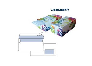 BOX DISPENSER 150 BUSTE BIANCHE 110X230MM 90GR C/FINESTRA con STRIP BLASETTI