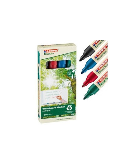 BUSTA 4 MARCATORE PER LAVAGNE BIANCHE EDDING 28 ECOLINE COL. ASSORTITI