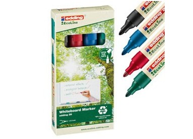 BUSTA 4 MARCATORE PER LAVAGNE BIANCHE EDDING 28 ECOLINE COL. ASSORTITI