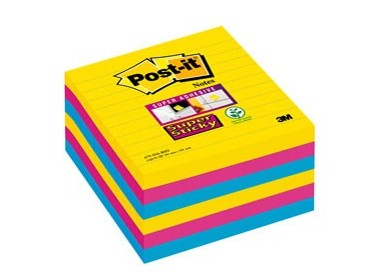 BLOCCO 90foglietti Post-it® Super Sticky 101x101mm righe 675-SS6-RIO COL. RIO