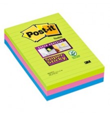 BLOCCO 90foglietti Post-it® Super Sticky RIGHE 101x152mm 660-3SSUC COLORI ULTRA