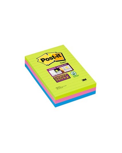 BLOCCO 90foglietti Post-it® Super Sticky RIGHE 101x152mm 660-3SSUC COLORI ULTRA