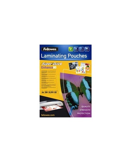 Scatola 100 pouches ENHANCE80 SuperQuick 80mic A4 Fellowes