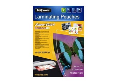Scatola 100 pouches ENHANCE80 SuperQuick 80mic A4 Fellowes