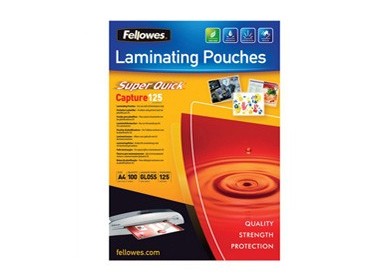 Scatola 100 pouches CAPTURE125 SuperQuick 125mic A4 Fellowes