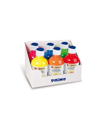 Box 6 tempera fluo 300ml colori assortiti PRIMO