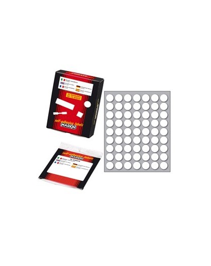 Etichetta adesiva bianca tonda Ø14mm (10fogli x 63etichette) Markin