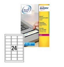 Poliestere adesivo L6146 bianco antim. 20fg A4 63,5x33,9mm (24et/fg) laser Avery