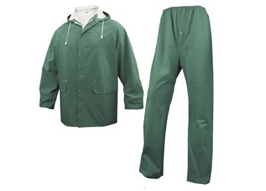 COMPLETO IMPERMEABILE EN304 Tg. M verde (giacca+pantalone)