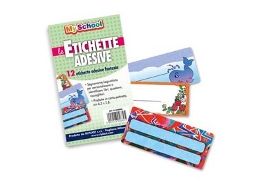 ETICHETTE ADESIVE SEGNANOMI bustina 12 etichette 6,3x8cm fantasie assortite