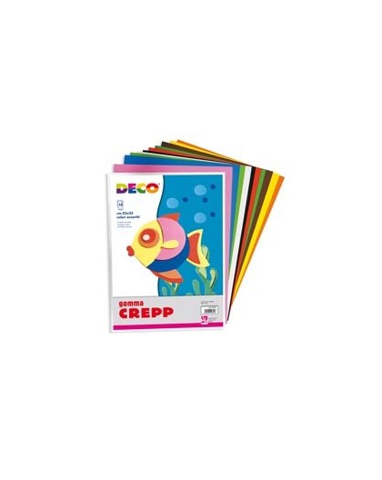 GOMMA CREPP CONF. DA 10 FOGLI 20X30CM IN COLORI ASSORTITI DECO