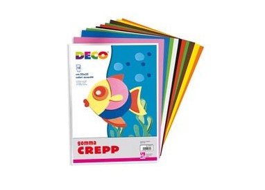 GOMMA CREPP CONF. DA 10 FOGLI 20X30CM IN COLORI ASSORTITI DECO