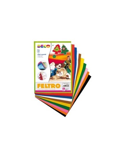 Feltro colorato 21x30cm colori assortiti Conf.10 fogli DECO