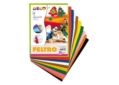 Feltro colorato 21x30cm colori assortiti Conf.10 fogli DECO