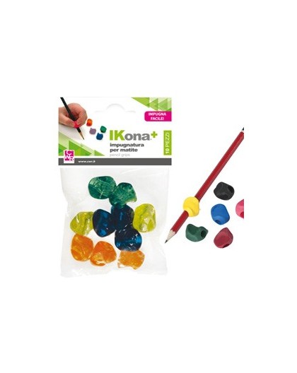 Busta 10 impugnature per matite colori assortiti IKONA+