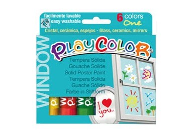 TEMPERA SOLIDA PER VETRI PLAYCOLOR 6 COLORI BRILLANTI IN STICK
