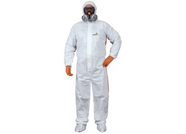 TUTA PROTEZ.DA RISCHIO CHIMICO DT125 Tg. XL bianco-arancio MONOUSO