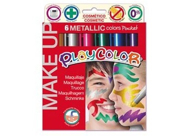 MAKE UP TEMPERA SOLIDA PLAYCOLOR ASTUCCIO CON 6 COLORI METALLIC