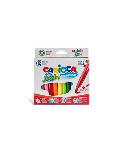 Astuccio 12 pennarelli Jumbo lavabili colori assortiti CARIOCA