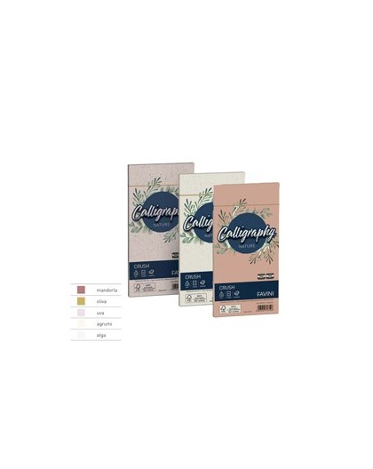25 buste Calligraphy Nature CRUSH 120gr 110x220mm oliva FAVINI