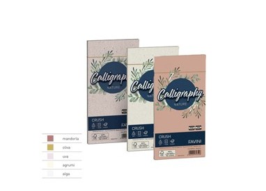 25 buste Calligraphy Nature CRUSH 120gr 110x220mm oliva FAVINI