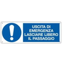 CARTELLO ALLUMINIO 35x12,5cm 'Uscita di emergenza lasciare libero il passaggio"