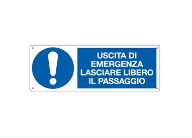 CARTELLO ALLUMINIO 35x12,5cm 'Uscita di emergenza lasciare libero il passaggio"