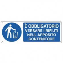 CARTELLO ALLUMINIO 35x12,5cm 'E' obbligatorio versare i rifiuti...'