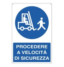 CARTELLO ALLUMINIO 50x70cm 'Procedere a velocitA' di sicurezza'