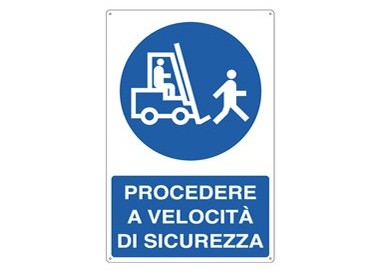 CARTELLO ALLUMINIO 50x70cm 'Procedere a velocitA' di sicurezza'