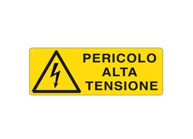 CARTELLO ALLUMINIO 35x12,5cm 'Pericolo Alta Tensione'