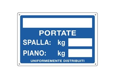 CARTELLO ALLUMINIO 30x20cm 'Portate: Spalla / Piano'
