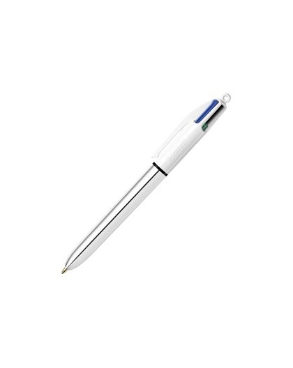 Scatola 12 penna sfera scatto 4COLORS SHINE SILVER BIC