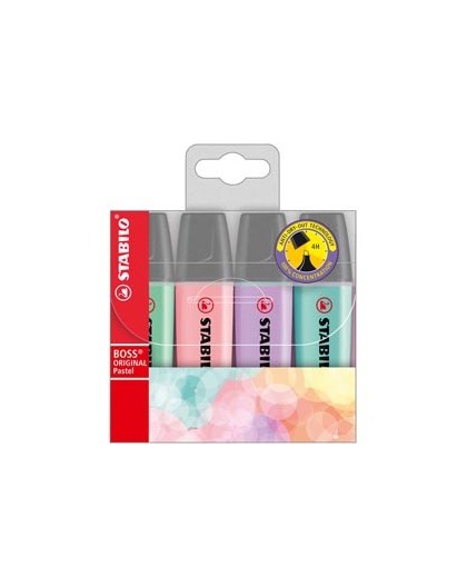 BUSTA 4 EVIDENZIATORI STABILO BOSS PASTEL