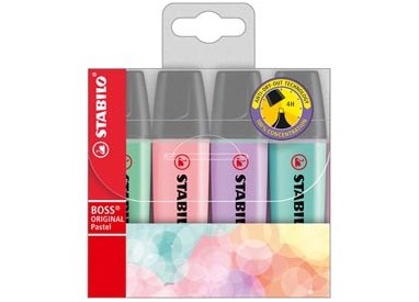 BUSTA 4 EVIDENZIATORI STABILO BOSS PASTEL