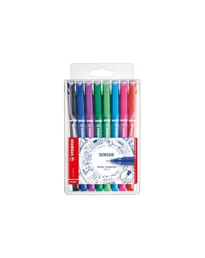 ASTUCCIO 8 FINELINER STABILO SENSOR PUNTA 0.3MM COLORI ASSORTITI