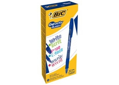 Scatola 12 penna sfera gel cancellabile GELOCITY ILLUSION 0,7mm blu BIC
