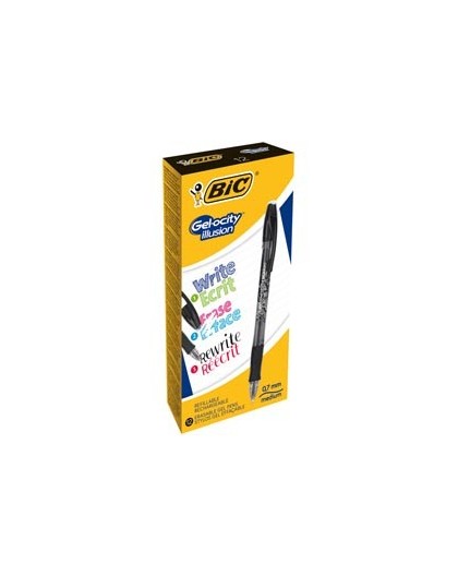 Scatola 12 penna sfera gel cancellabile GELOCITY ILLUSION 0,7mm nero BIC