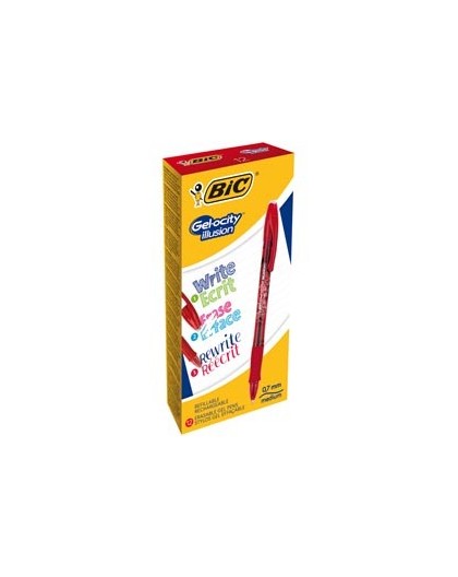 Scatola 12 penna sfera gel cancellabile GELOCITY ILLUSION 0,7mm rosso BIC