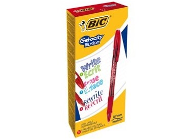 Scatola 12 penna sfera gel cancellabile GELOCITY ILLUSION 0,7mm rosso BIC