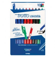Astuccio 10 penne sfera cancellabile CANCELLIK 1,0mm ass. ro/bl/ne/ve TRATTO
