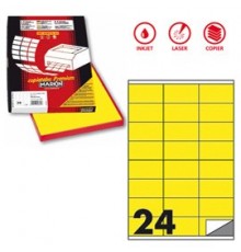 Etichetta adesiva C/500 giallo fluo 100fg A4 70x36mm (24et/fg) Markin
