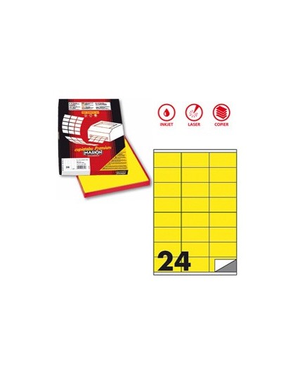 Etichetta adesiva C/500 giallo fluo 100fg A4 70x36mm (24et/fg) Markin