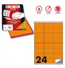 Etichetta adesiva C/500 arancio fluo 100fg A4 70x36mm (24et/fg) Markin