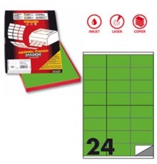 Etichetta adesiva C/500 verde fluo 100fg A4 70x36mm (24et/fg) Markin