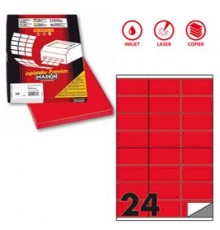 Etichetta adesiva C/500 rosso fluo 100fg A4 70x36mm (24et/fg) Markin