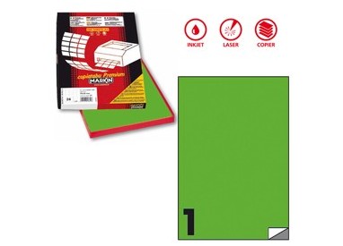 Etichetta adesiva C/503 verde fluo 100fg A4 210x297mm (1et/fg) Markin